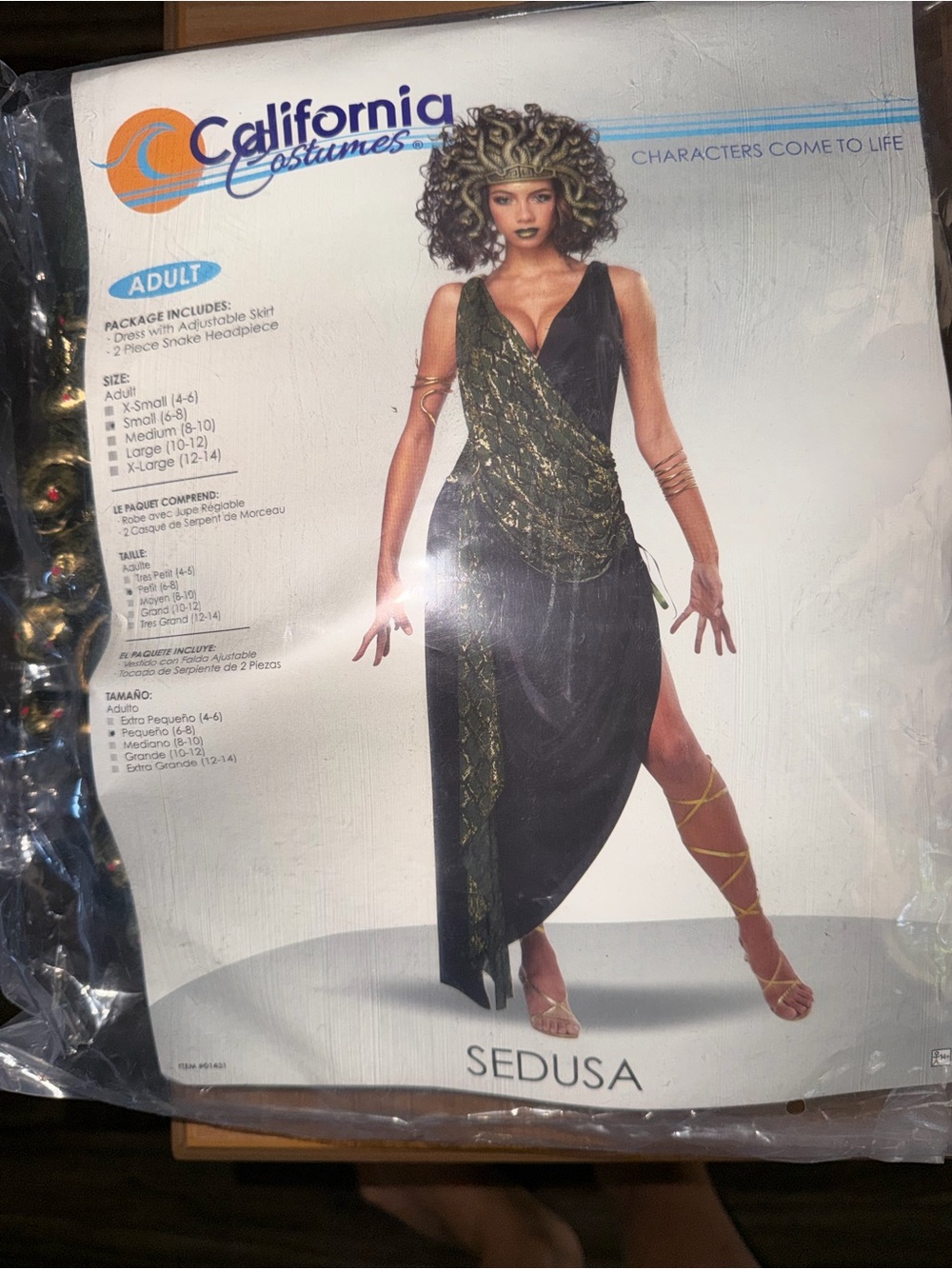 California Costumes Black & Gold Sedusa Asymmetrical Goddess Dress